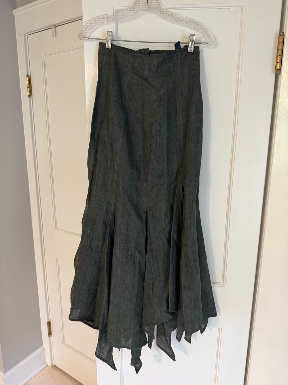 Linen  Gray Handkerchief-Hem Maxi Skirt vintage Romeo Gigli